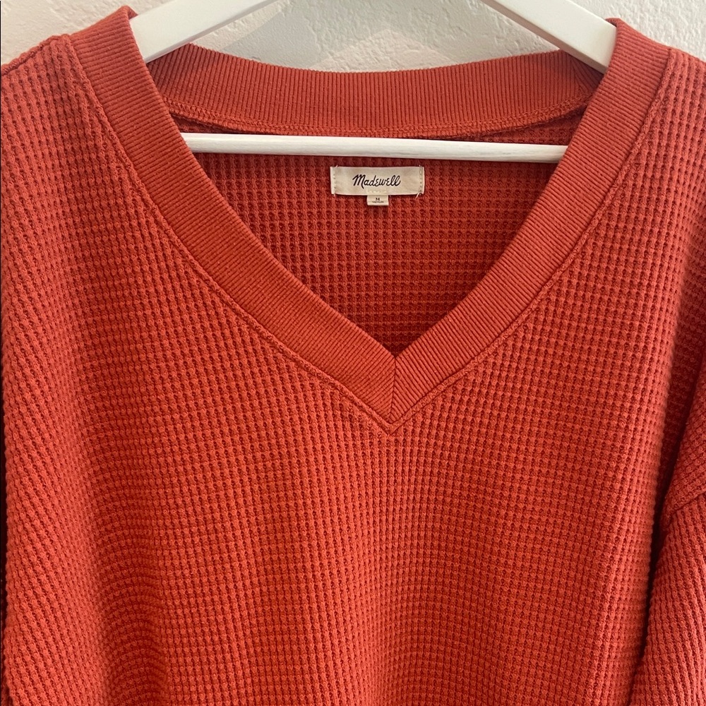 Madewell Southwest Clay Waffle V-Neck - Picture 3 of 4